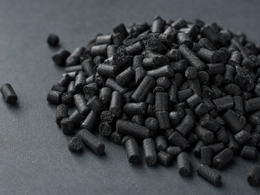 Illustration of four millimeter extruded activated carbon pellet form